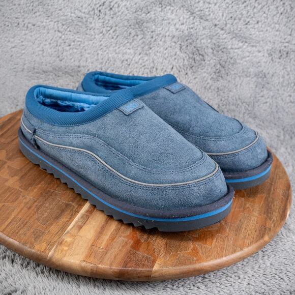 UGG TASMAN CALI WAVE BLUE SUEDE MEN'S SIZE 8 US SHEEPSKIN COMFORT SLIPPERS NEW - Picture 1 of 5